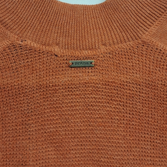 prAna Waffle Knit Sweater XS Rust Orange Organic Cotton Textured Pullover - Picture 4 of 8
